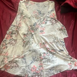 A floral cream blouse